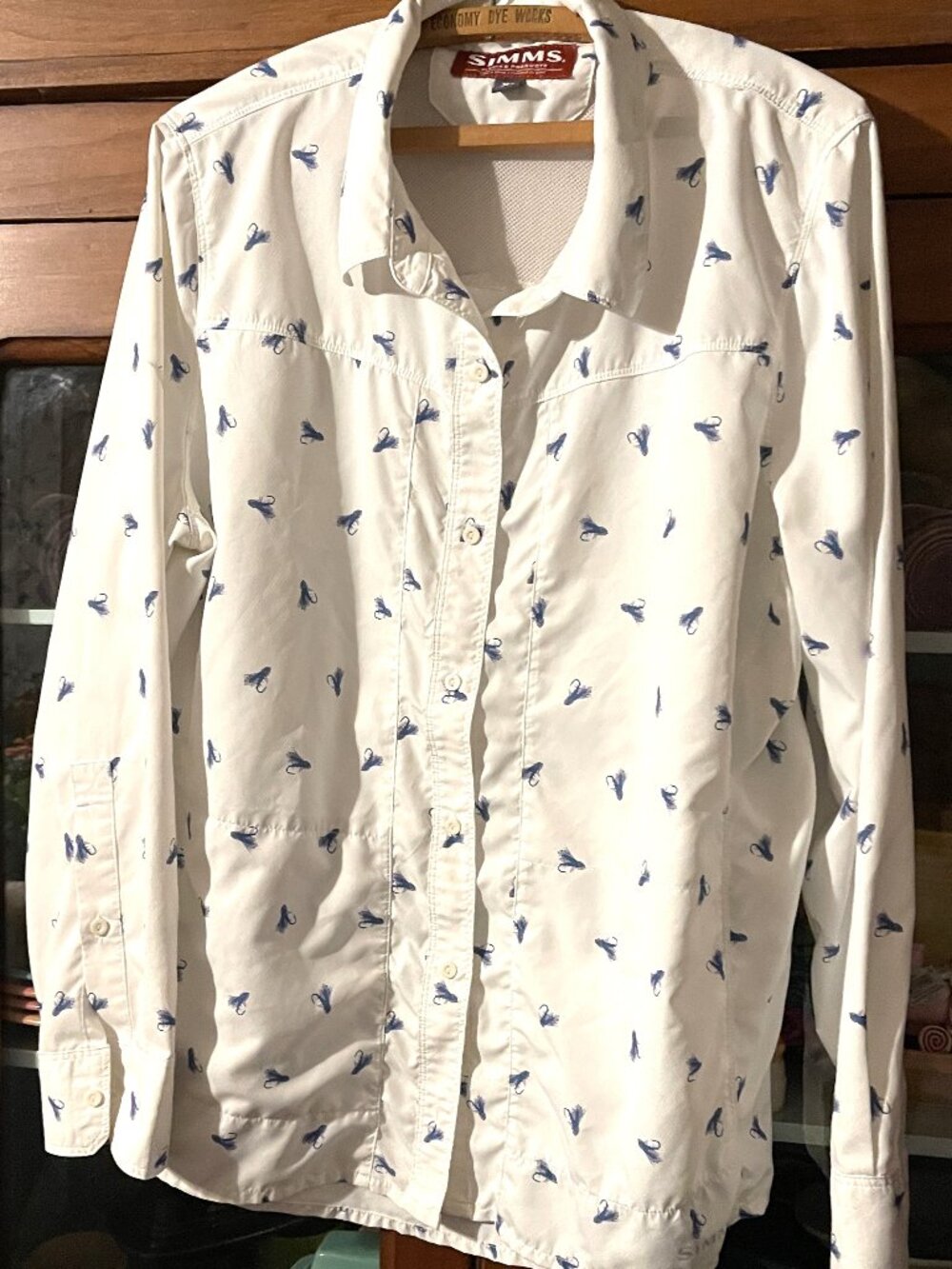 SIMMS Ladies Fishing Shirt with Blue & Purple Flies - Size XL